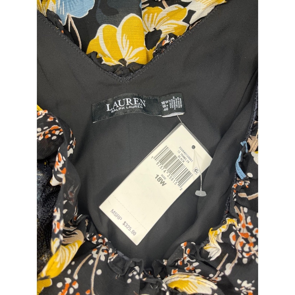 Lauren Ralph Lauren Floral Maxi Dress Black Lace Trim Size‎ 18W Formal Dress NWT - Picture 11 of 12